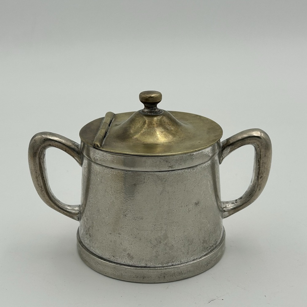 Vintage Wear-Brite Albert Pick Hotels Nickel Silver Sugar Bowl Hinged Lid‎